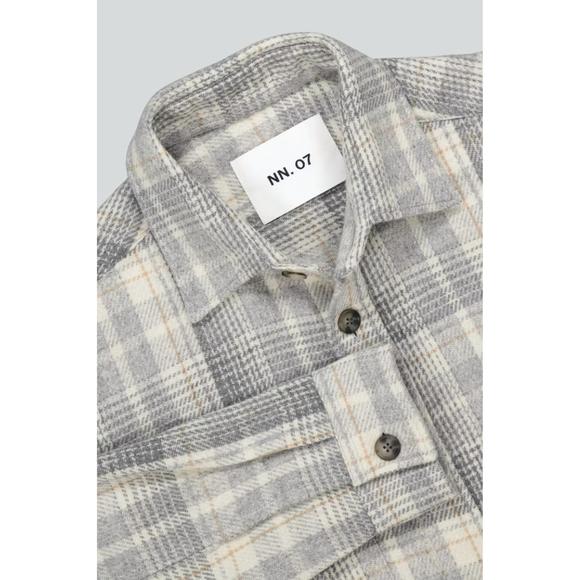 NEW NN07 men's frode overshirt in grey check - Picture 2 of 3